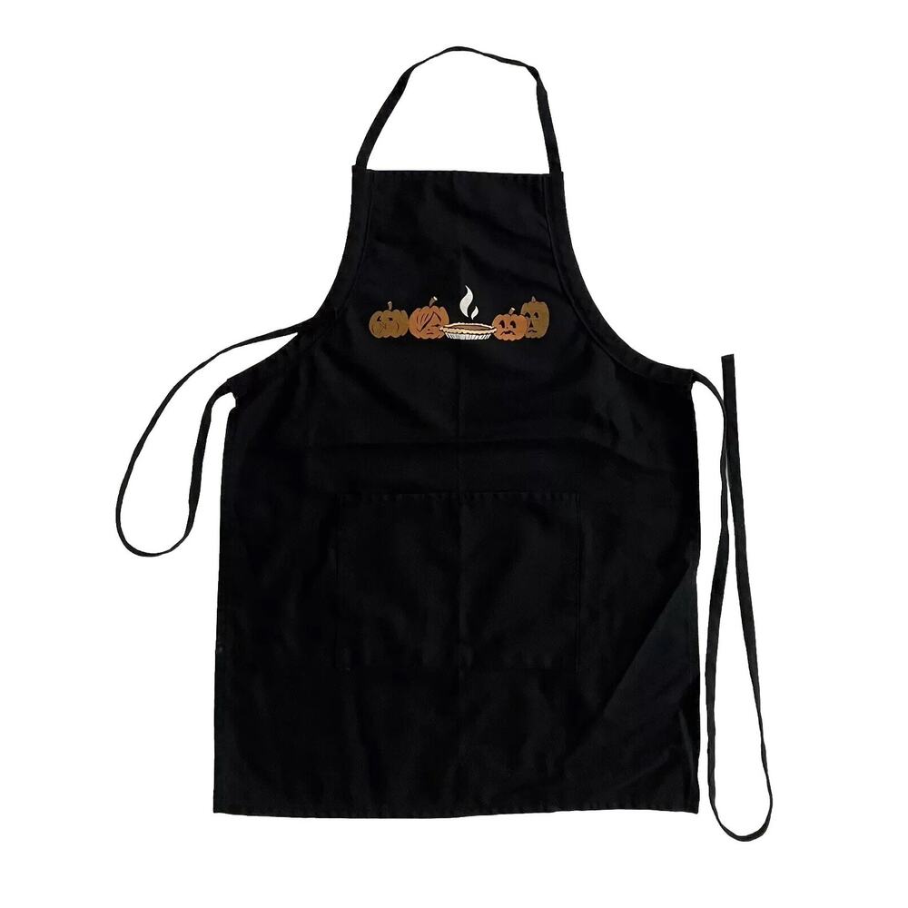 Augusta Sportswear Canvas Cooking Grilling Apron Fall Pumpkin Pie Black One Size